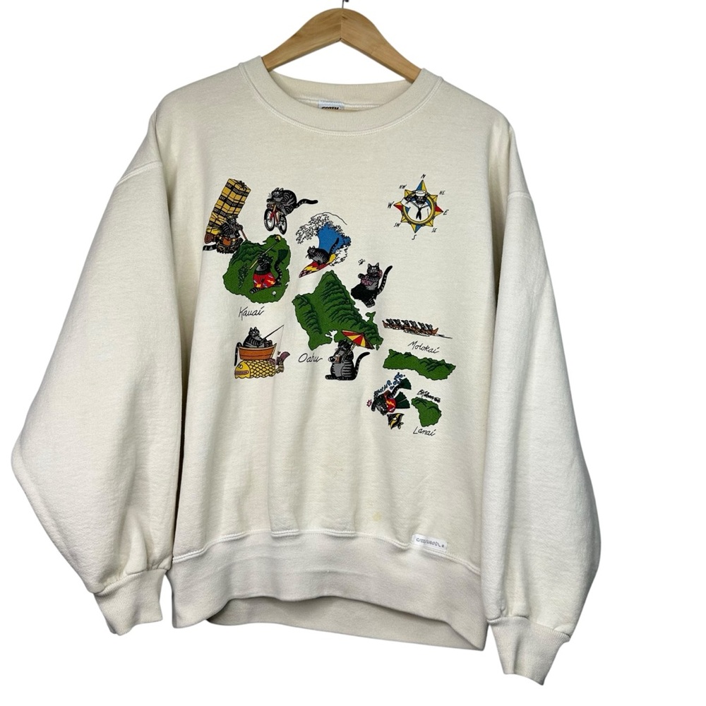 Crazy Shirts Vintage Hawaii B Kliban Cat Hawaii Crew Neck Sweatshirt Sz M